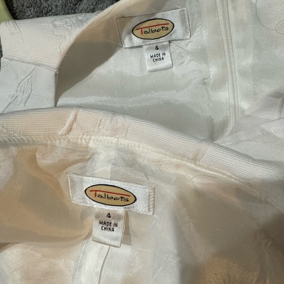 TALBOTS WHITE FLORAL JACQUARD A LINE DRESS AND JACKET - Picture 7 of 10